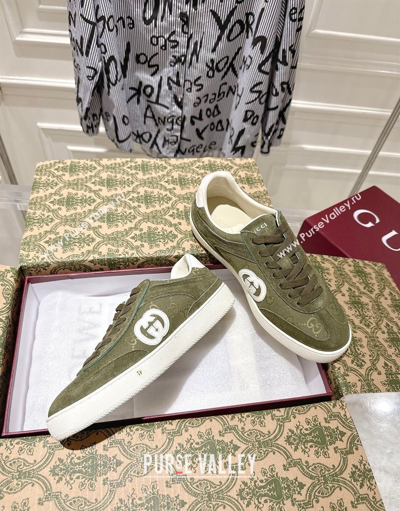 Gucci G75 Sneakers in GG Canvas and Suede Green 2025 849465 (MD-251021030)