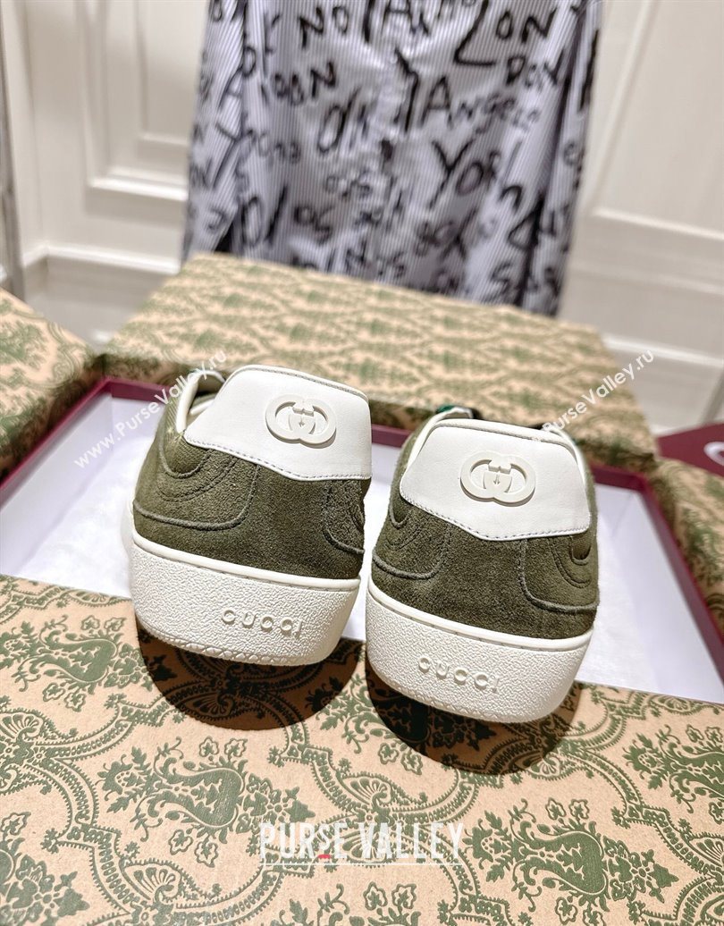 Gucci G75 Sneakers in GG Canvas and Suede Green 2025 849465 (MD-251021030)