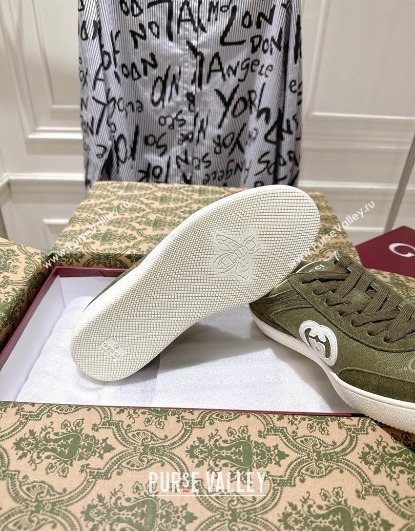 Gucci G75 Sneakers in GG Canvas and Suede Green 2025 849465 (MD-251021030)