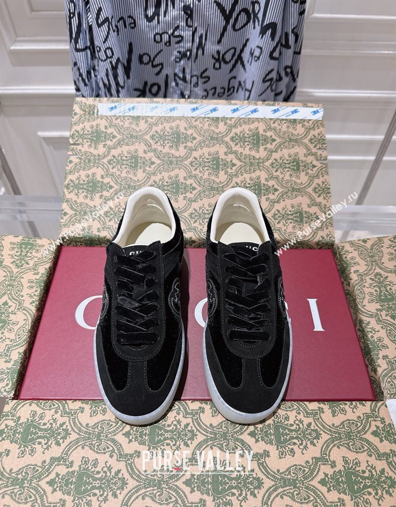 Gucci G75 Sneakers in Velvet and Suede Black 2025 849465 (MD-251021031)