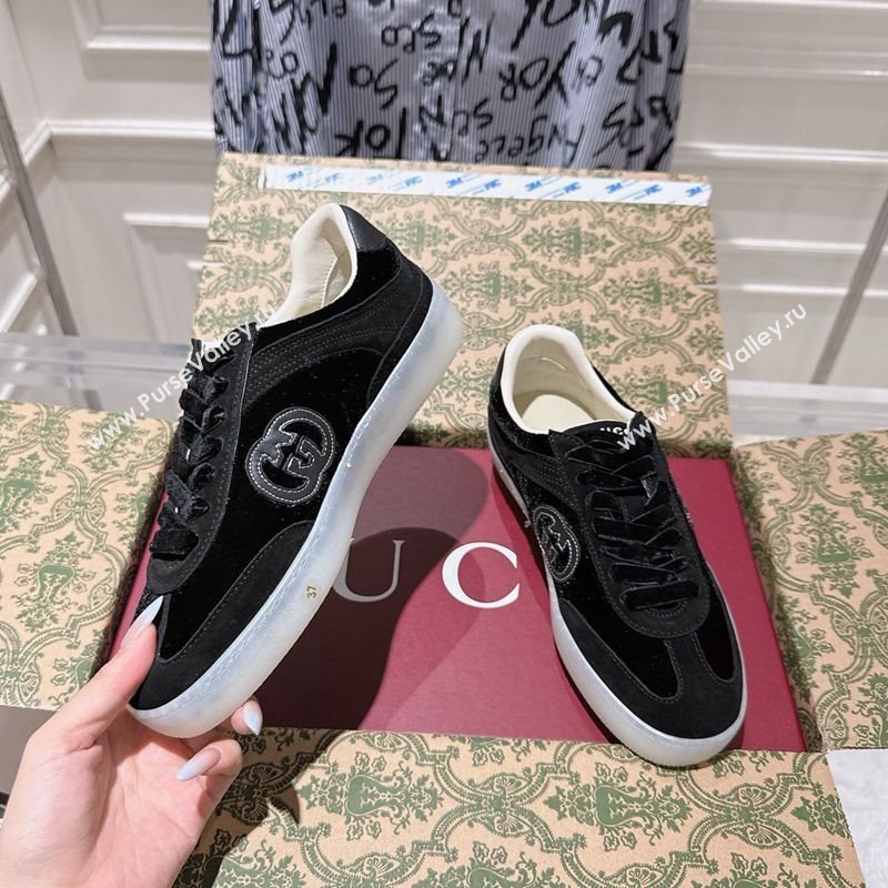 Gucci G75 Sneakers in Velvet and Suede Black 2025 849465 (MD-251021031)