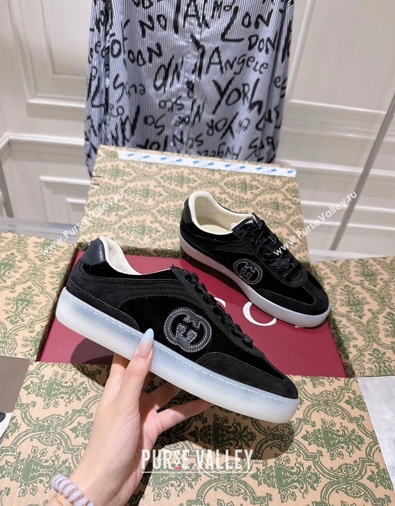 Gucci G75 Sneakers in Velvet and Suede Black 2025 849465 (MD-251021031)