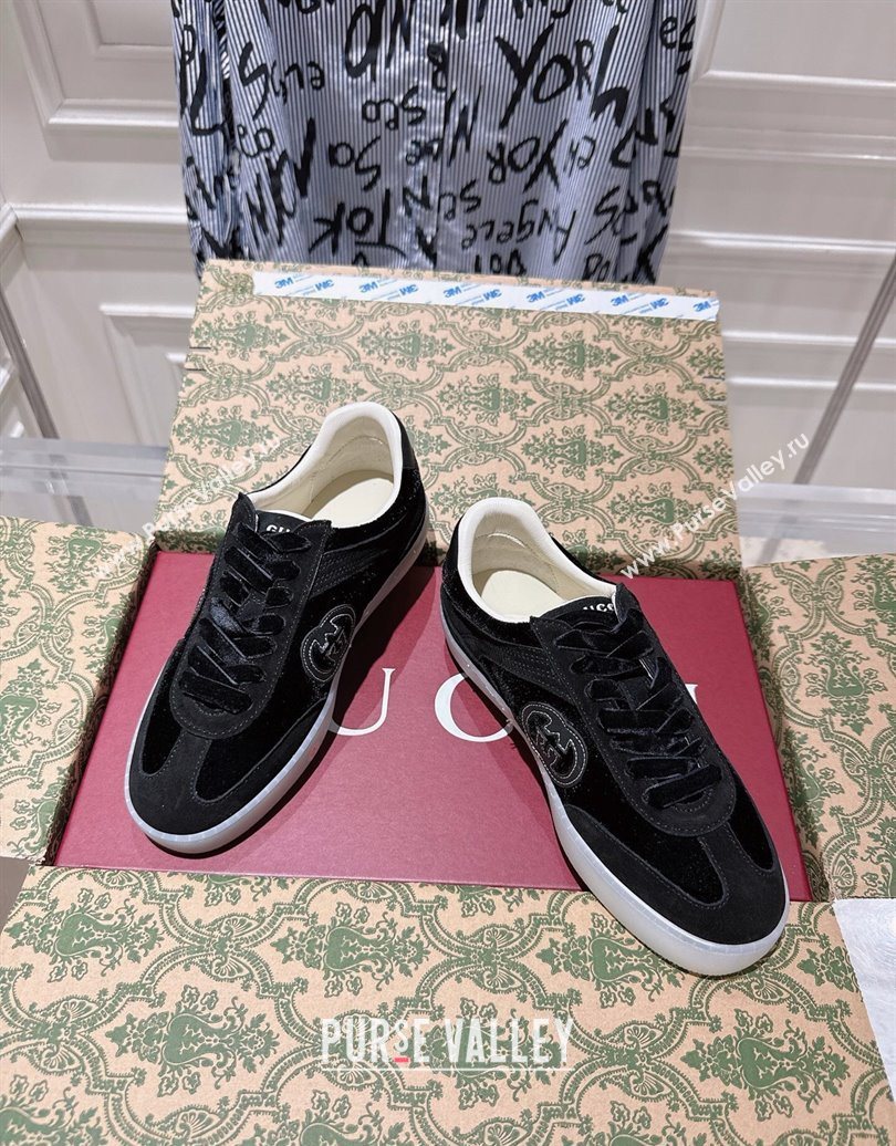 Gucci G75 Sneakers in Velvet and Suede Black 2025 849465 (MD-251021031)