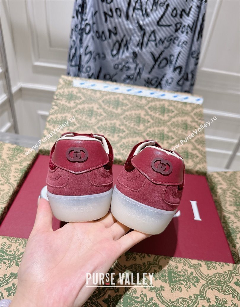 Gucci G75 Sneakers in Velvet and Suede Burgundy 2025 849465 (MD-251021032)