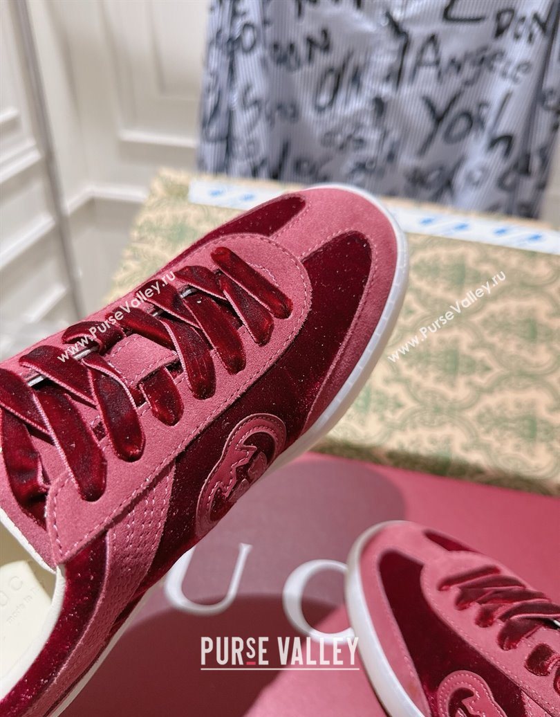 Gucci G75 Sneakers in Velvet and Suede Burgundy 2025 849465 (MD-251021032)