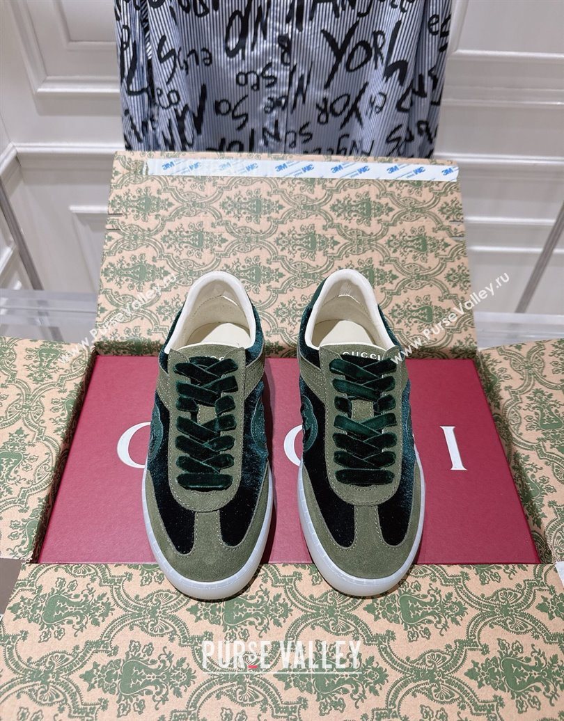 Gucci G75 Sneakers in Velvet and Suede Green 2025 849465 (MD-251021033)