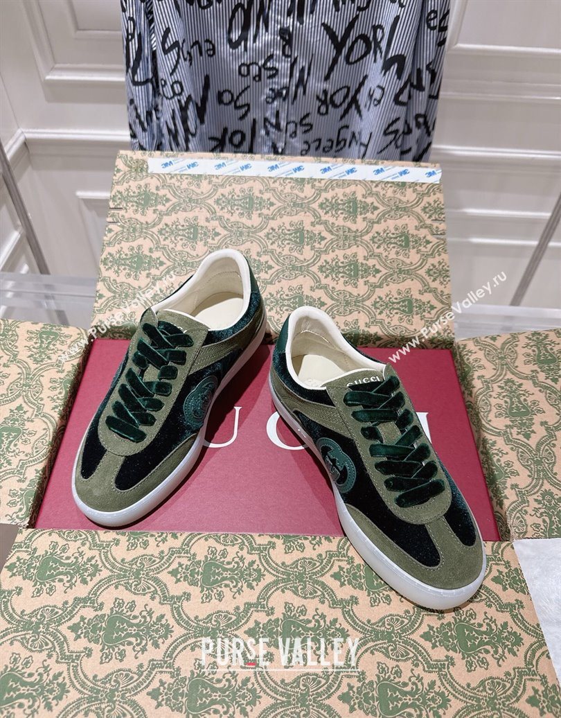 Gucci G75 Sneakers in Velvet and Suede Green 2025 849465 (MD-251021033)
