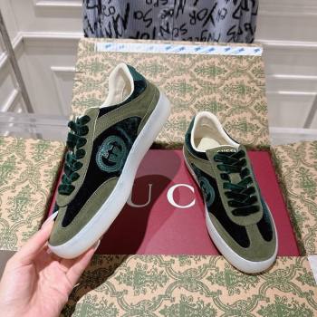 Gucci G75 Sneakers in Velvet and Suede Green 2025 849465 (MD-251021033)
