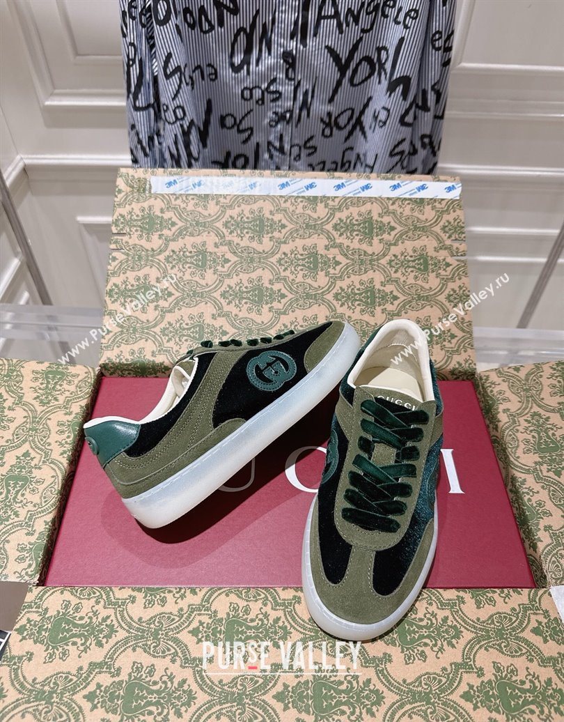 Gucci G75 Sneakers in Velvet and Suede Green 2025 849465 (MD-251021033)
