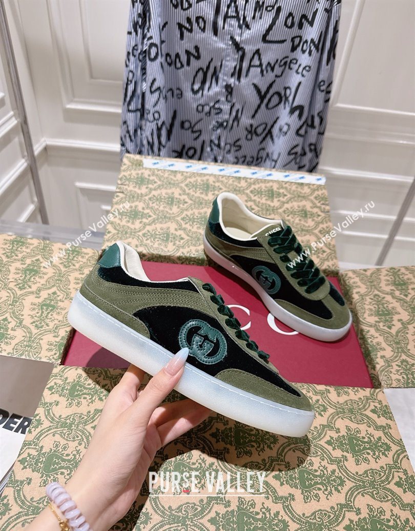 Gucci G75 Sneakers in Velvet and Suede Green 2025 849465 (MD-251021033)