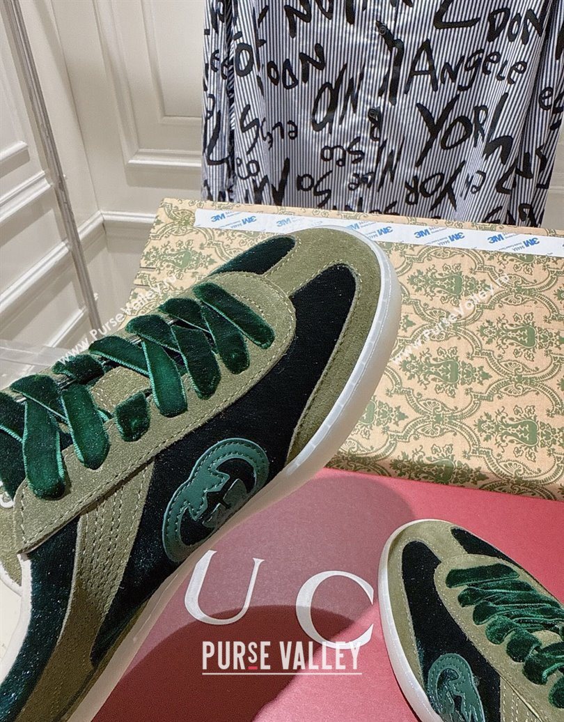 Gucci G75 Sneakers in Velvet and Suede Green 2025 849465 (MD-251021033)