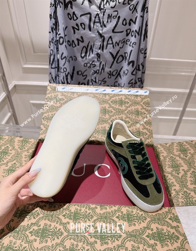 Gucci G75 Sneakers in Velvet and Suede Green 2025 849465 (MD-251021033)