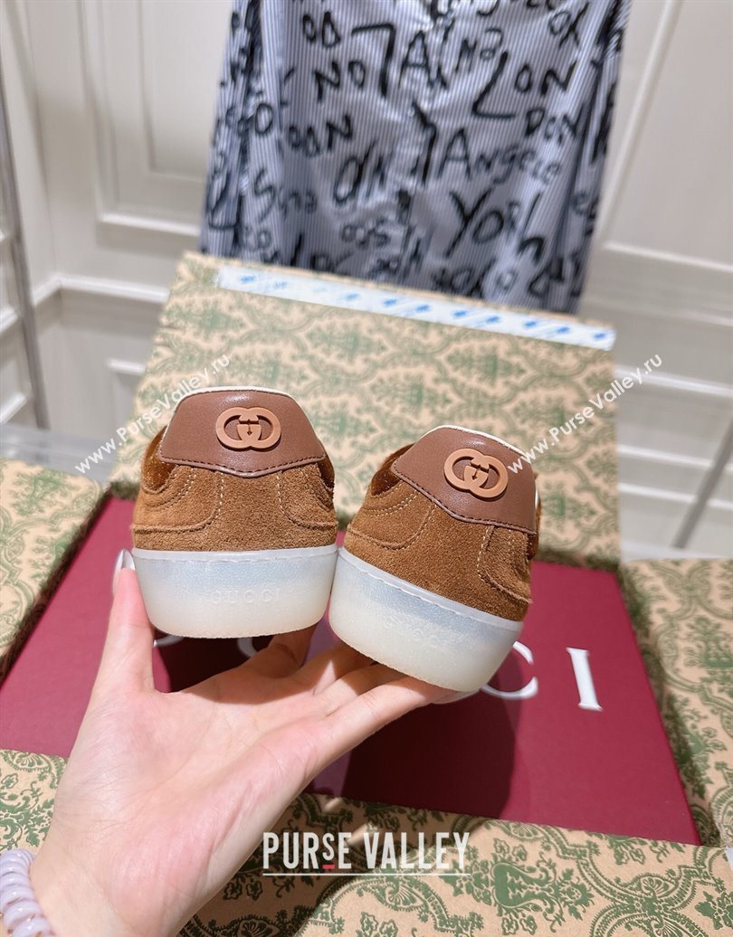 Gucci G75 Sneakers in Velvet and Suede Brown 2025 849465 (MD-251021034)