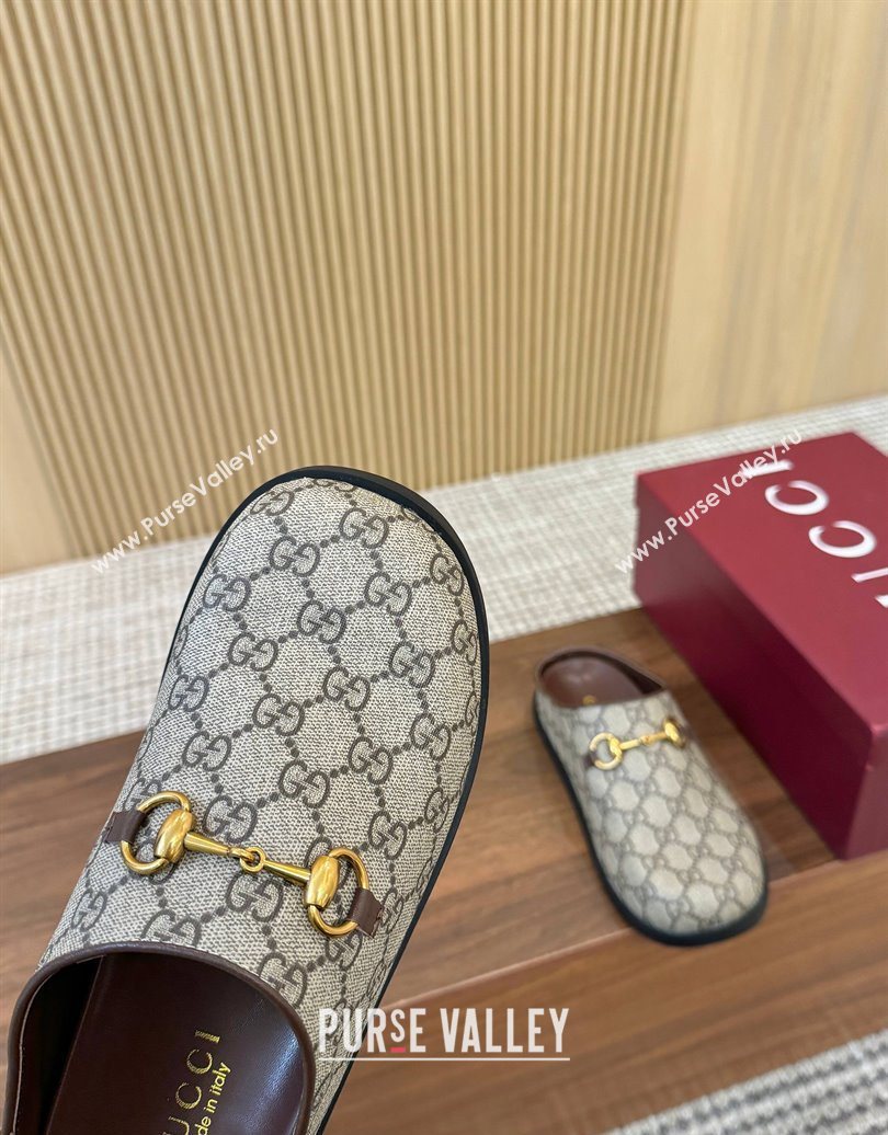 Gucci GG Canvas Flat Mules with Horsebit Beige 2025 836057 (MD-251020022)