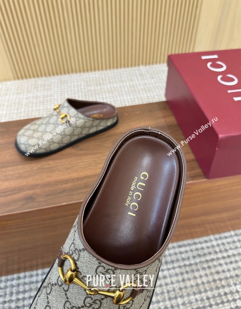 Gucci GG Canvas Flat Mules with Horsebit Beige 2025 836057 (MD-251020022)