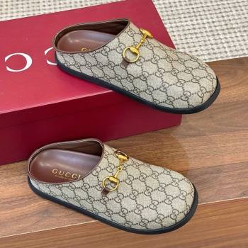 Gucci GG Canvas Flat Mules with Horsebit Beige 2025 836057 (MD-251020022)