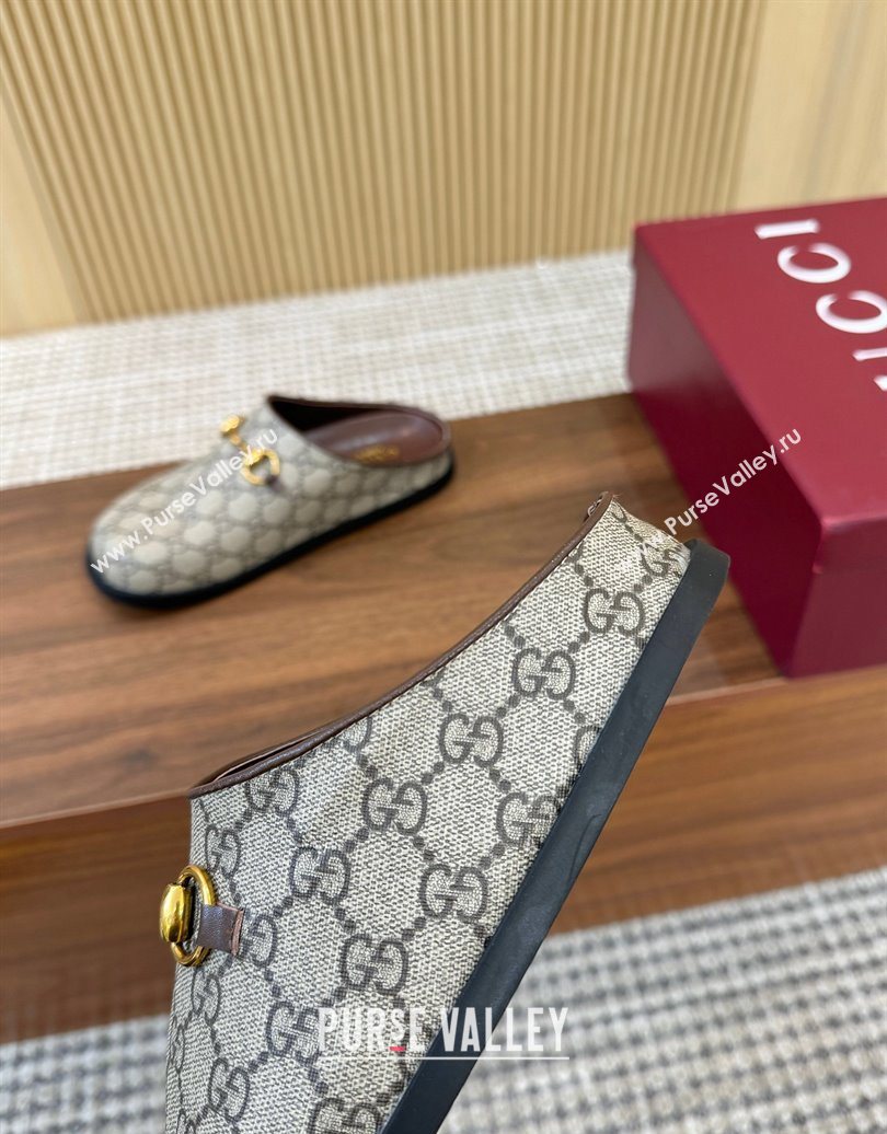 Gucci GG Canvas Flat Mules with Horsebit Beige 2025 836057 (MD-251020022)