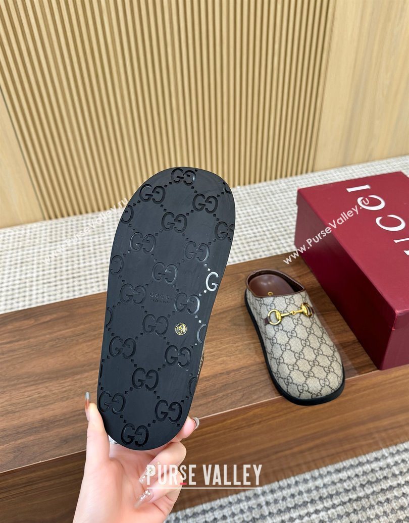 Gucci GG Canvas Flat Mules with Horsebit Beige 2025 836057 (MD-251020022)