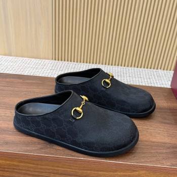 Gucci GG Canvas Flat Mules with Horsebit Black 2025 836057 (MD-251020026)