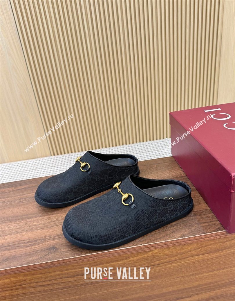 Gucci GG Canvas Flat Mules with Horsebit Black 2025 836057 (MD-251020026)