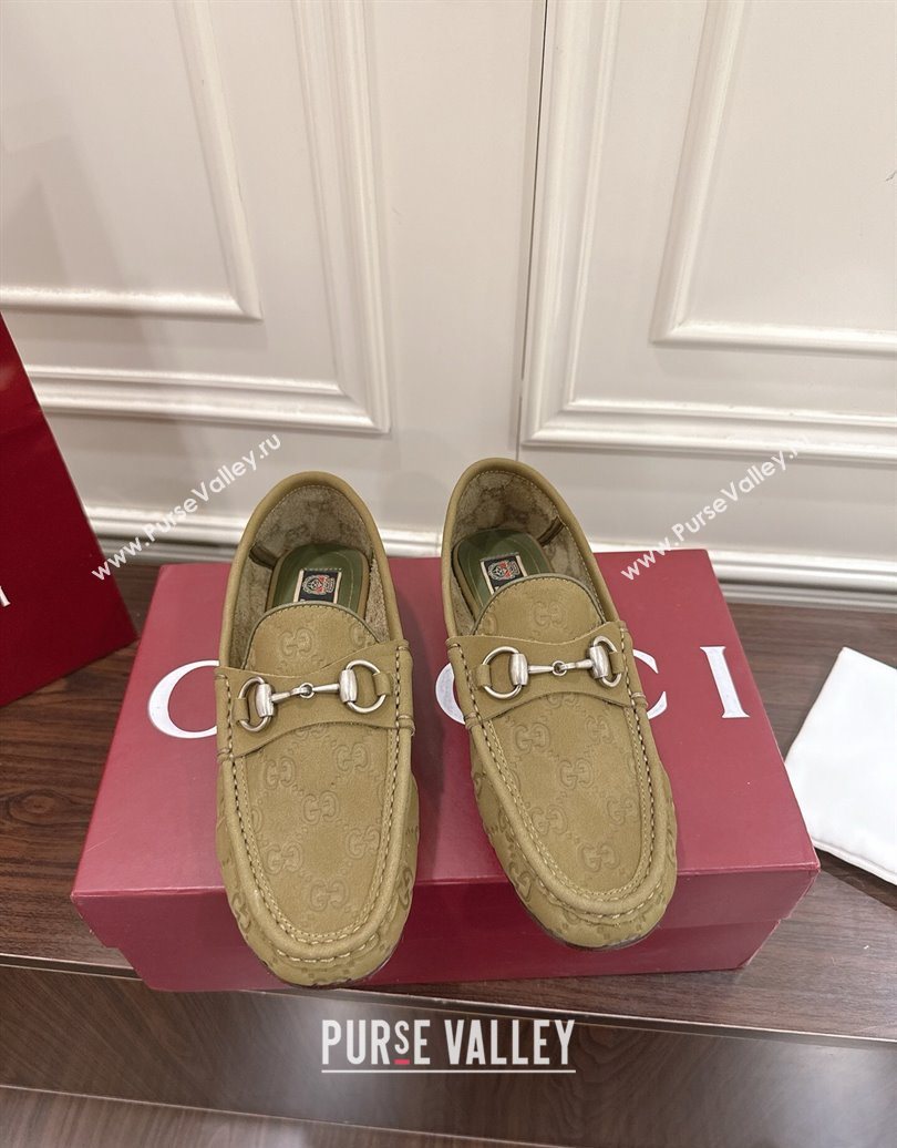 Gucci Gigi Loafers in GG Suede with Horsebit Green 2025 832633 (MD-251021082)