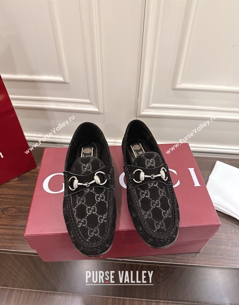 Gucci Gigi Loafers in GG Suede with Horsebit Black 2025 832633 (MD-251021080)