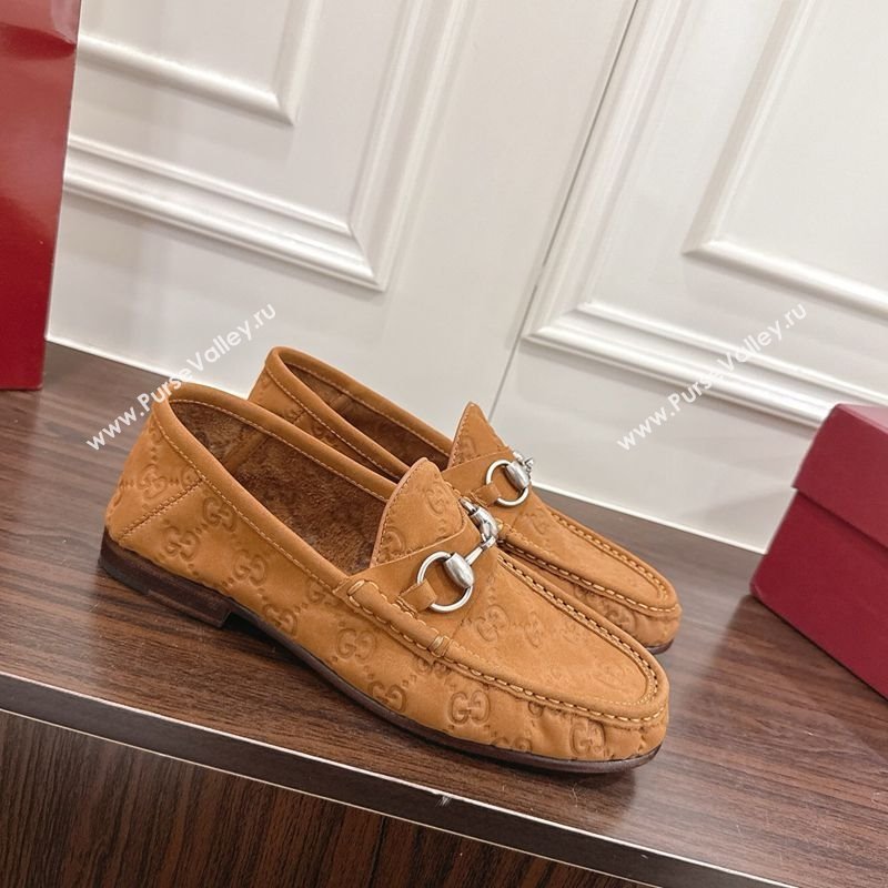 Gucci Gigi Loafers in GG Suede with Horsebit Brown 2025 832633 (MD-251021083)