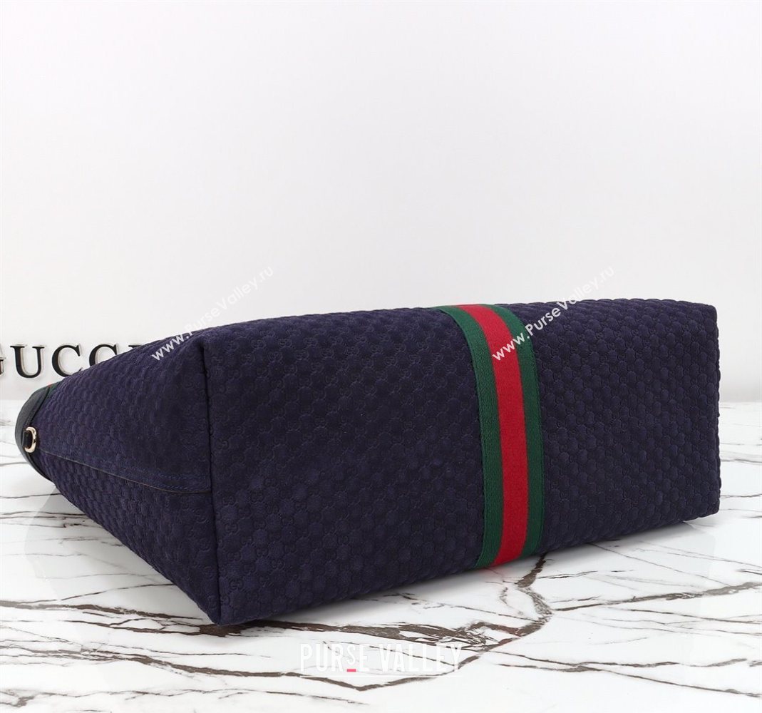 Gucci Giglio Large Tote Bag in GG Suede 853971 Dark Blue 2025 (DLH-251124074)