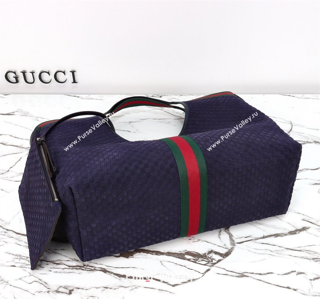 Gucci Giglio Large Tote Bag in GG Suede 853971 Dark Blue 2025 (DLH-251124074)