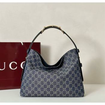 Gucci Beatrix GG Denim medium tote bag Navy Blue 2025 850926 (DLH-251124093)