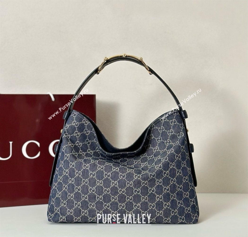 Gucci Beatrix GG Denim medium tote bag Navy Blue 2025 850926 (DLH-251124093)