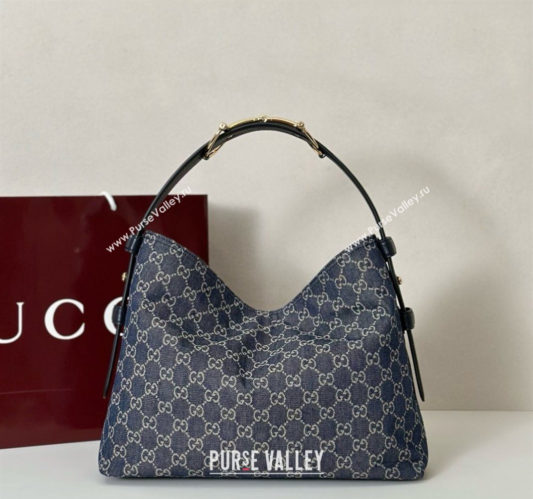 Gucci Beatrix GG Denim medium tote bag Navy Blue 2025 850926 (DLH-251124093)