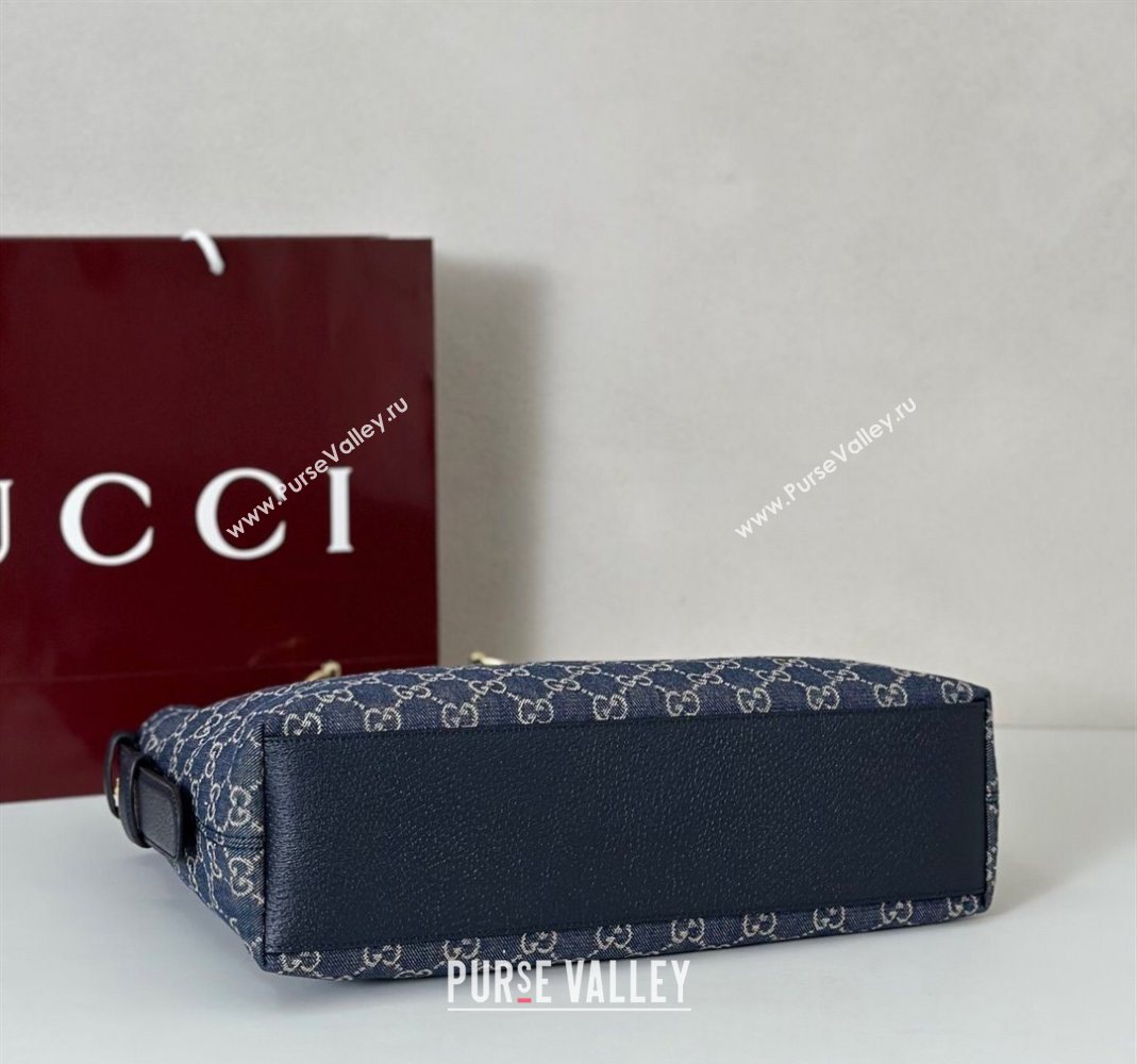 Gucci Beatrix GG Denim medium tote bag Navy Blue 2025 850926 (DLH-251124093)