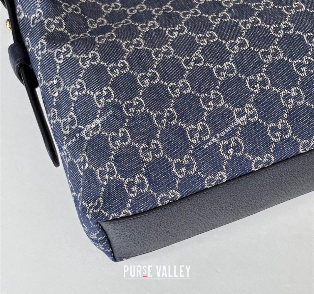 Gucci Beatrix GG Denim medium tote bag Navy Blue 2025 850926 (DLH-251124093)