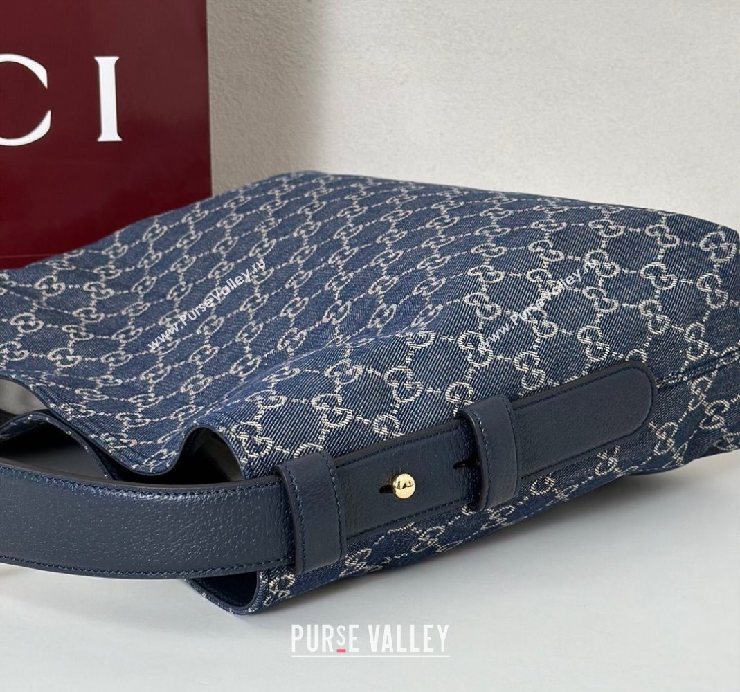 Gucci Beatrix GG Denim medium tote bag Navy Blue 2025 850926 (DLH-251124093)