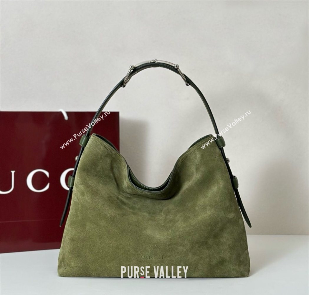 Gucci Beatrix Suede medium tote bag Green 2025 850926 (DLH-251124094)