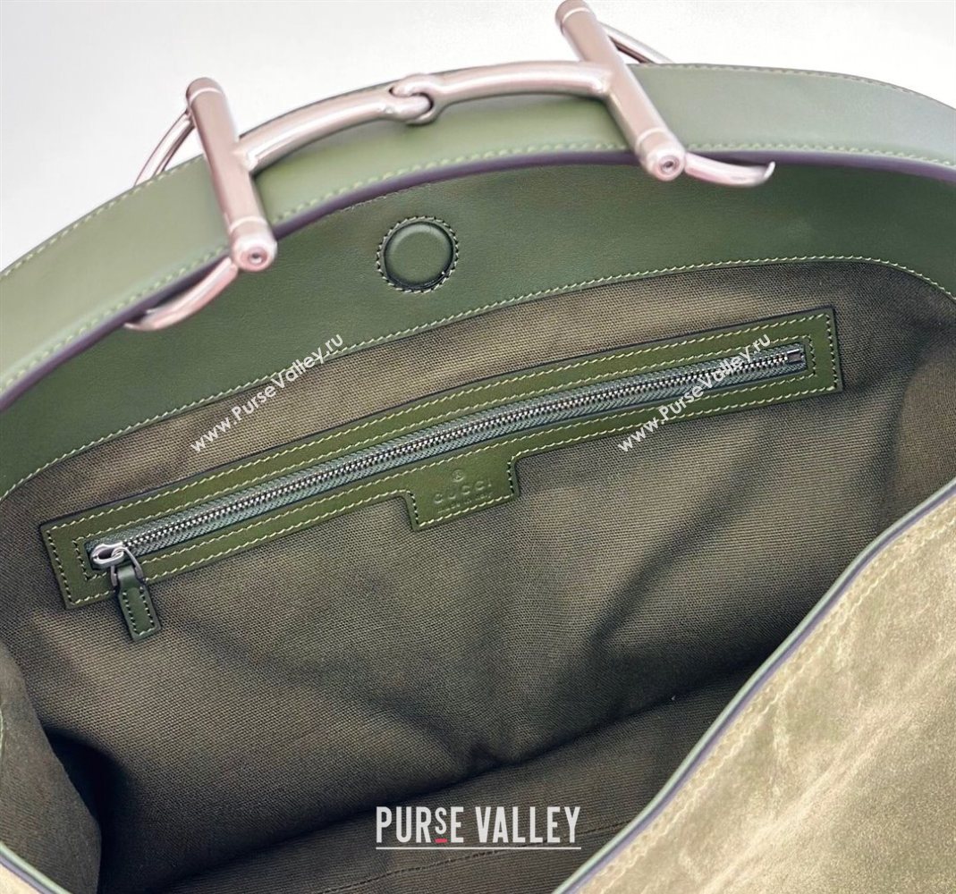 Gucci Beatrix Suede medium tote bag Green 2025 850926 (DLH-251124094)