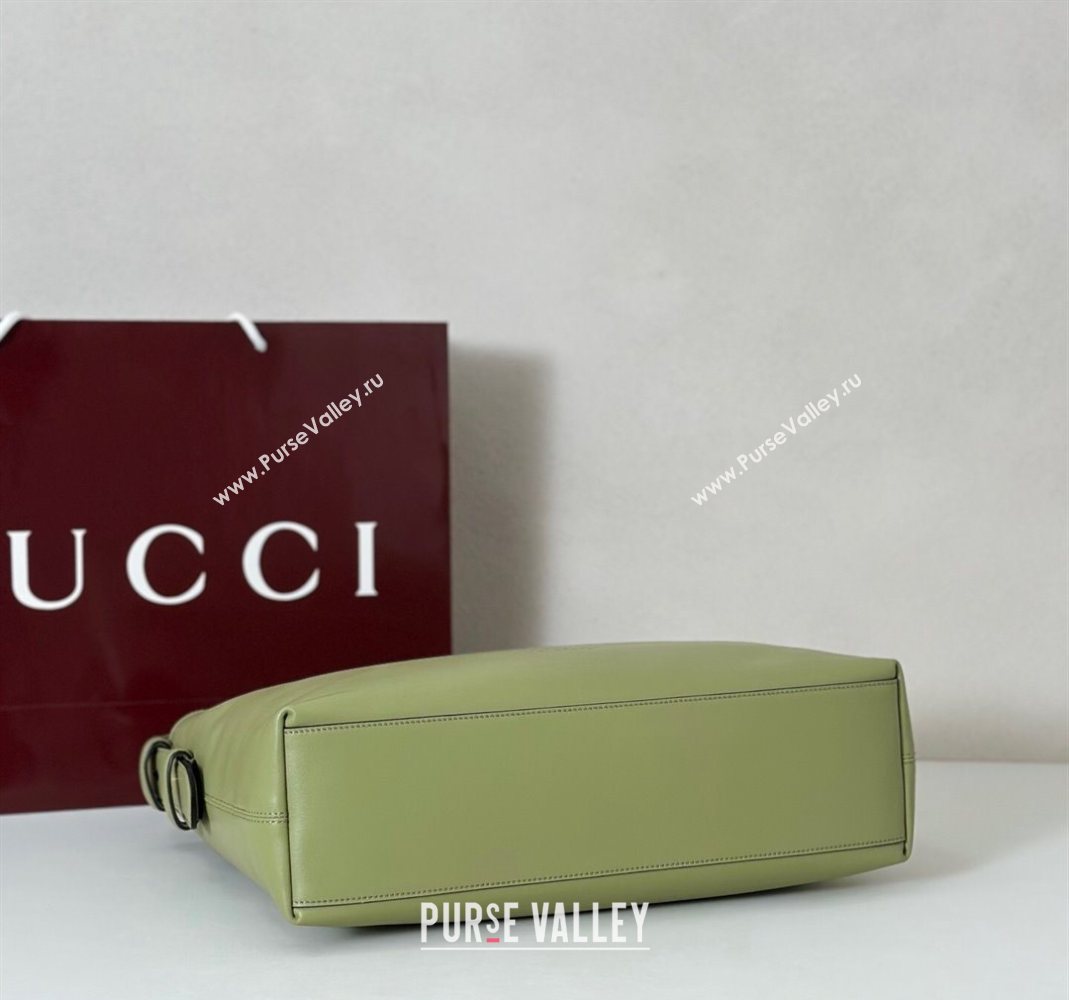 Gucci Beatrix Leather medium tote bag Sage Green 2025 850926 (DLH-251124098)