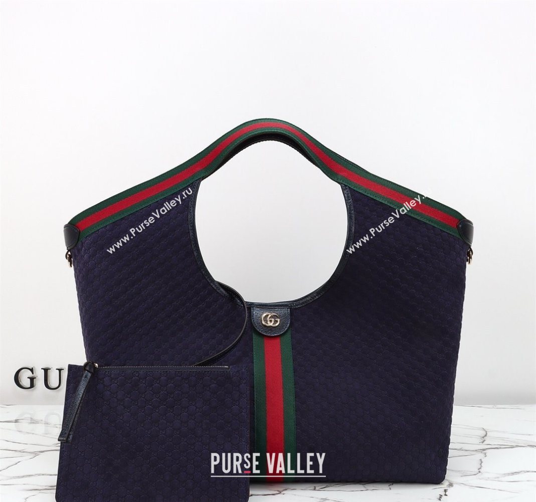 Gucci Giglio Large Tote Bag in GG Suede 853971 Dark Blue 2025 (DLH-251124074)