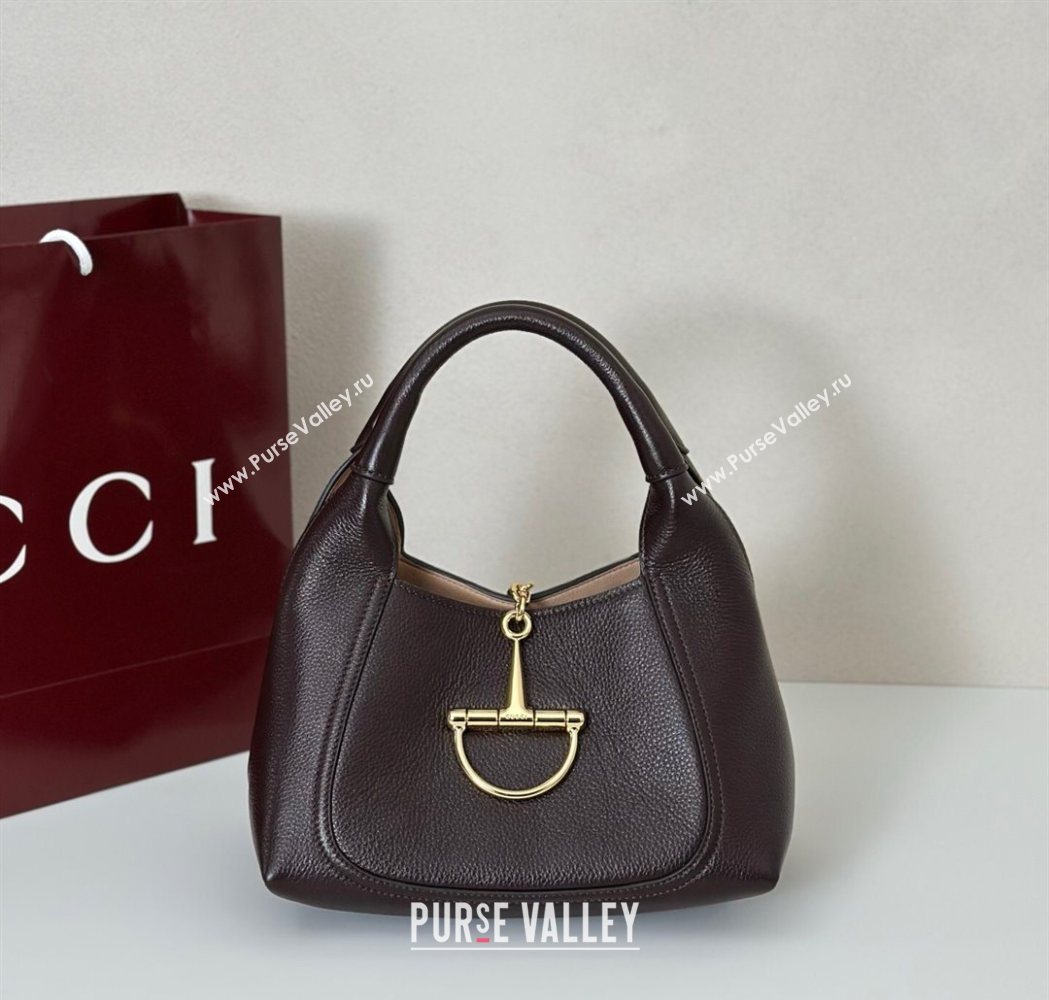 Gucci Softbit Leather Medium Shoulder Bag with Oversized Half Horsebit Dark Brown 2025 837467 (DLH-251124114)
