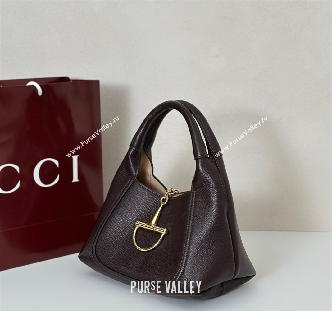 Gucci Softbit Leather Medium Shoulder Bag with Oversized Half Horsebit Dark Brown 2025 837467 (DLH-251124114)