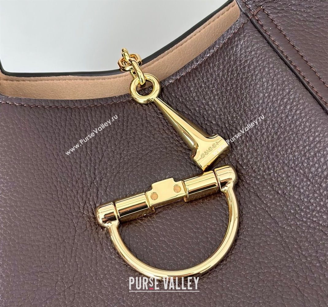 Gucci Softbit Leather Medium Shoulder Bag with Oversized Half Horsebit Dark Brown 2025 837467 (DLH-251124114)
