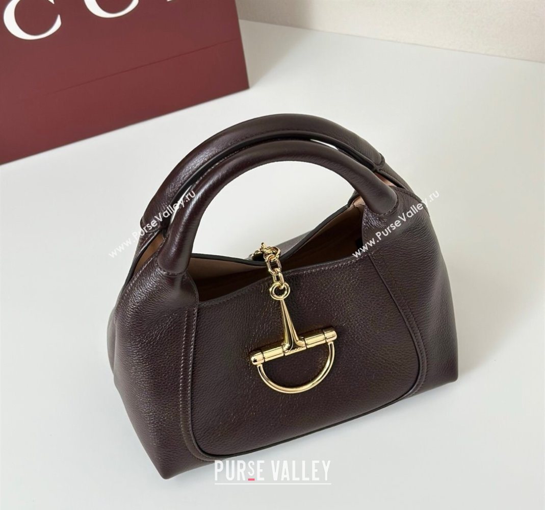 Gucci Softbit Leather Medium Shoulder Bag with Oversized Half Horsebit Dark Brown 2025 837467 (DLH-251124114)