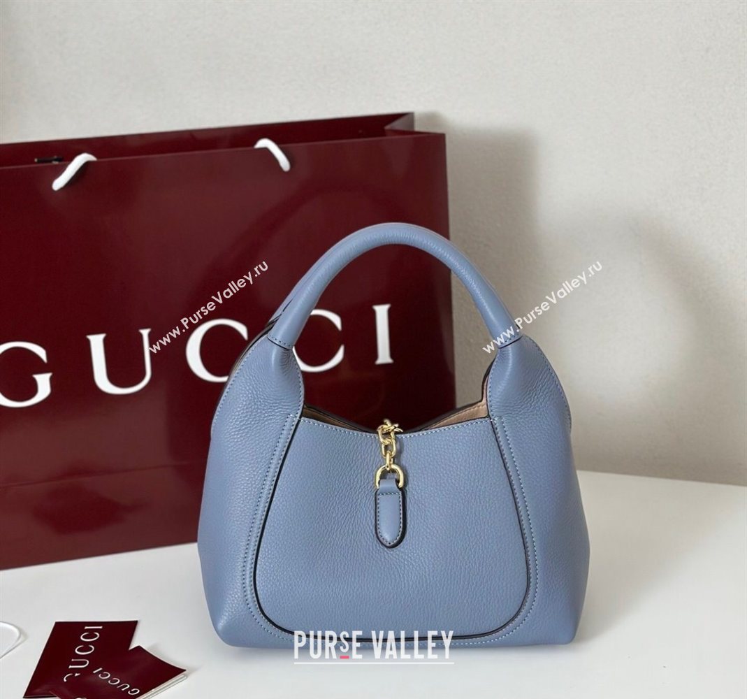 Gucci Softbit Leather Medium Shoulder Bag with Oversized Half Horsebit Light Blue 2025 837467 (DLH-251124115)