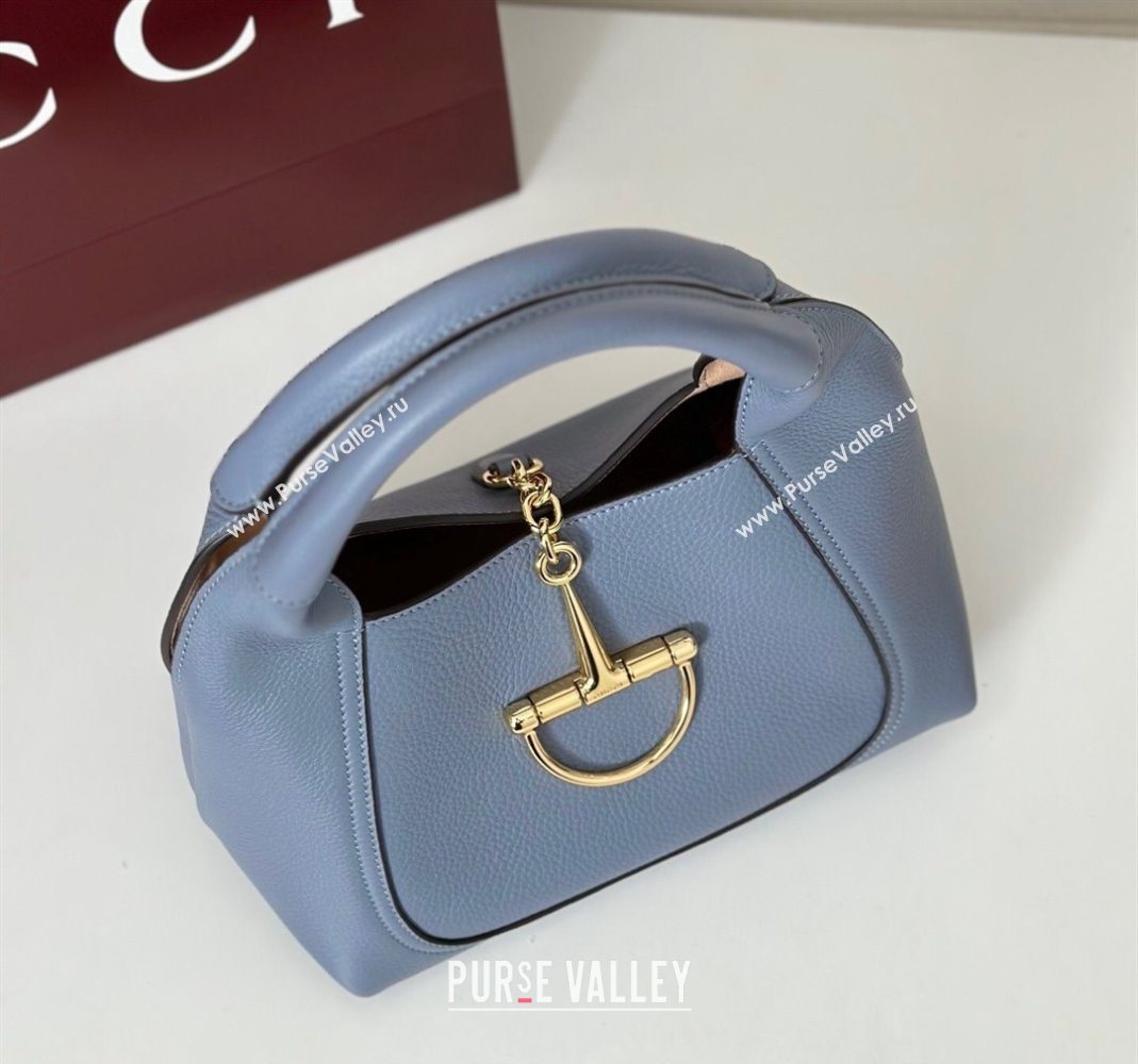 Gucci Softbit Leather Medium Shoulder Bag with Oversized Half Horsebit Light Blue 2025 837467 (DLH-251124115)