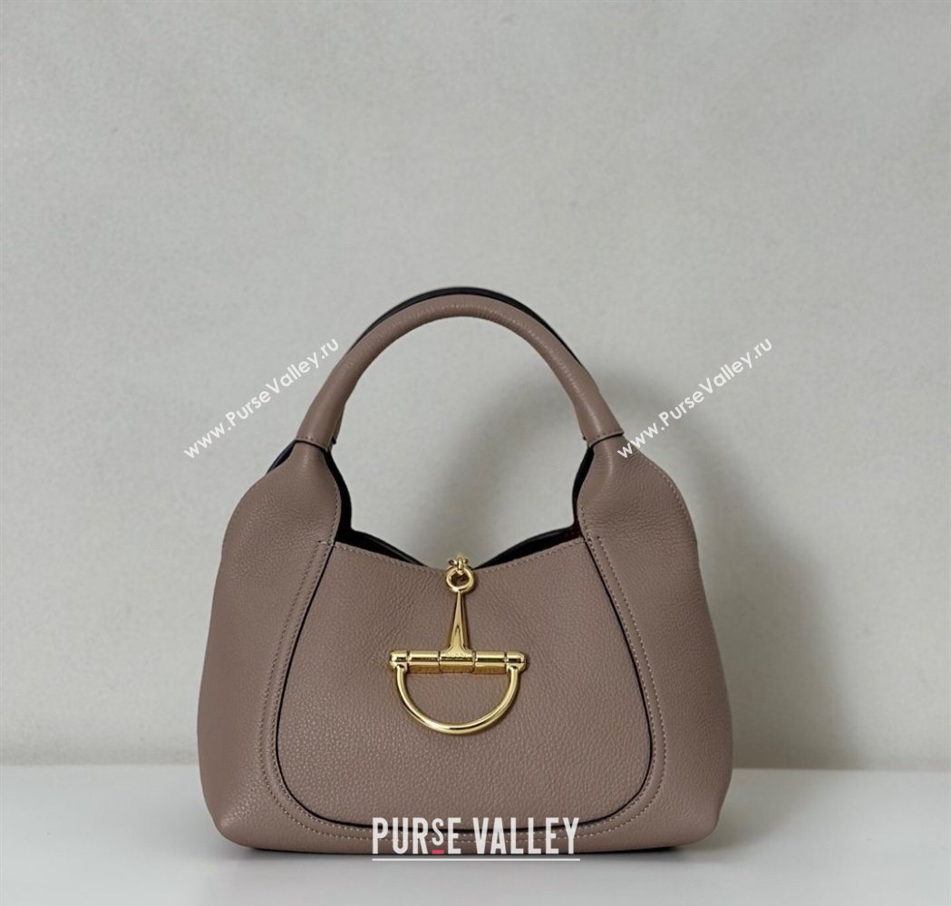Gucci Softbit Leather Medium Shoulder Bag with Oversized Half Horsebit Taupe 2025 837467 (DLH-251124116)