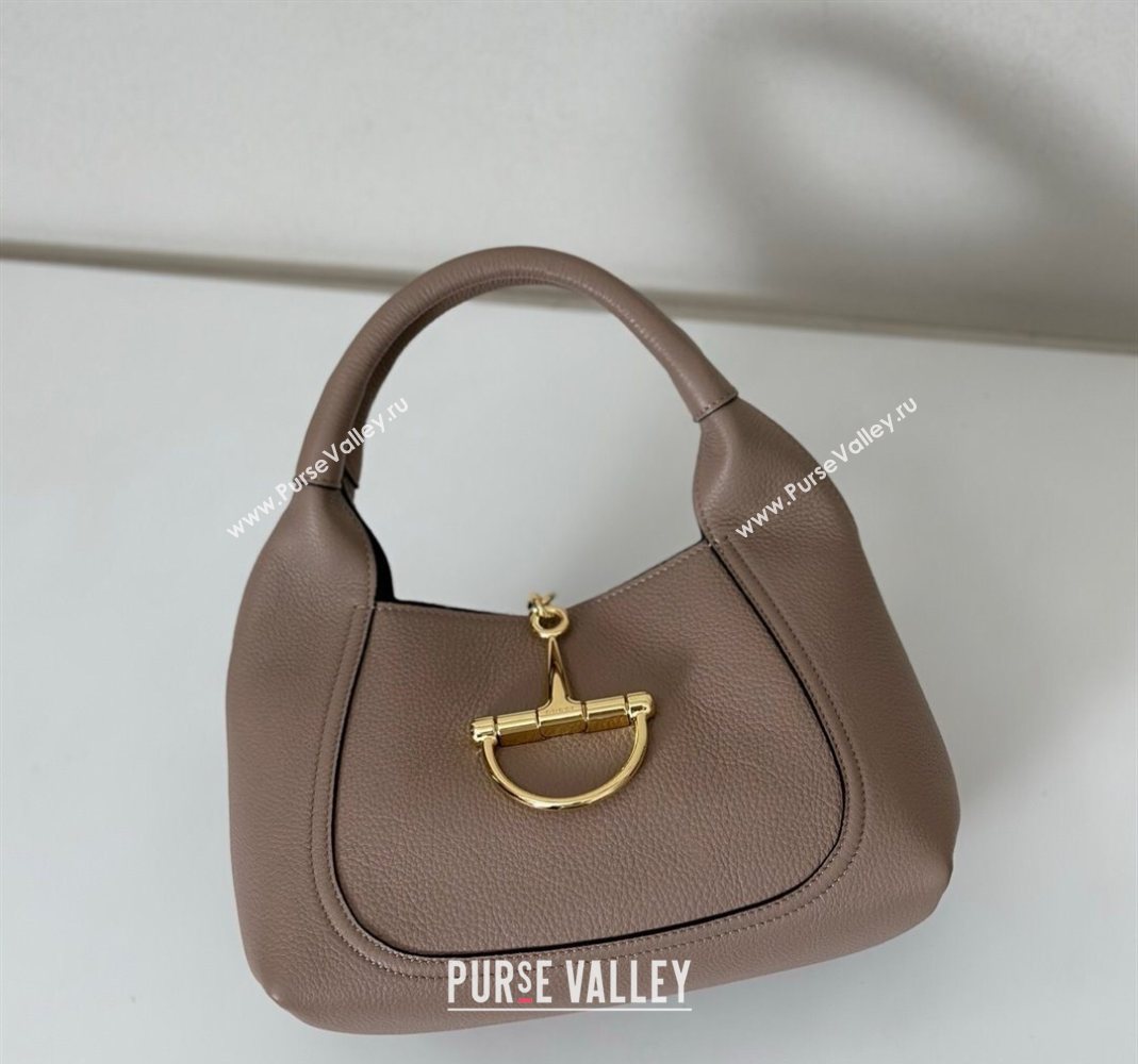 Gucci Softbit Leather Medium Shoulder Bag with Oversized Half Horsebit Taupe 2025 837467 (DLH-251124116)