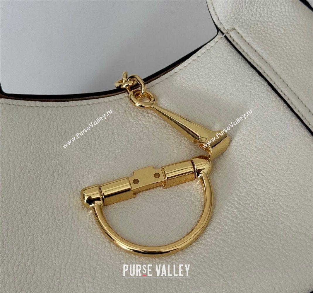 Gucci Softbit Leather Medium Shoulder Bag with Oversized Half Horsebit White 2025 837467 (DLH-251124117)