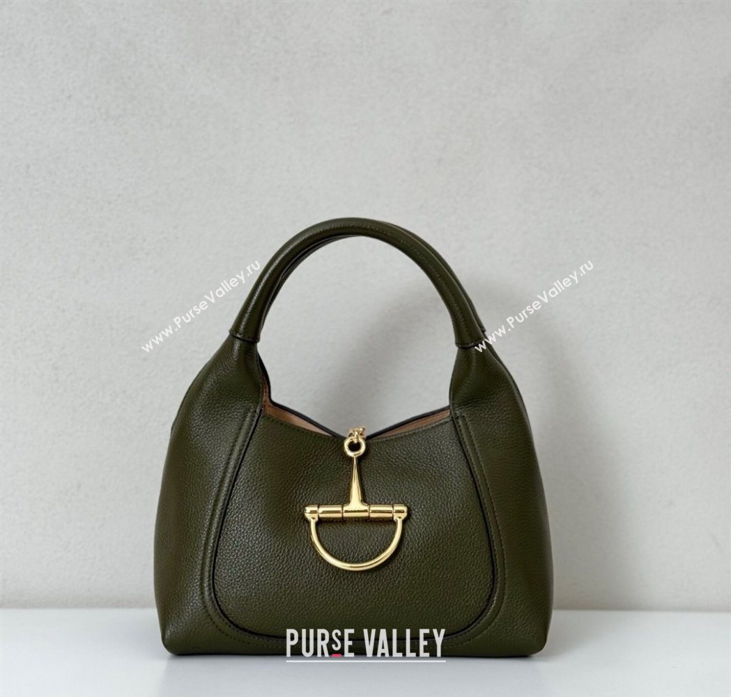 Gucci Softbit Leather Medium Shoulder Bag with Oversized Half Horsebit Khaki 2025 837467 (DLH-251124118)