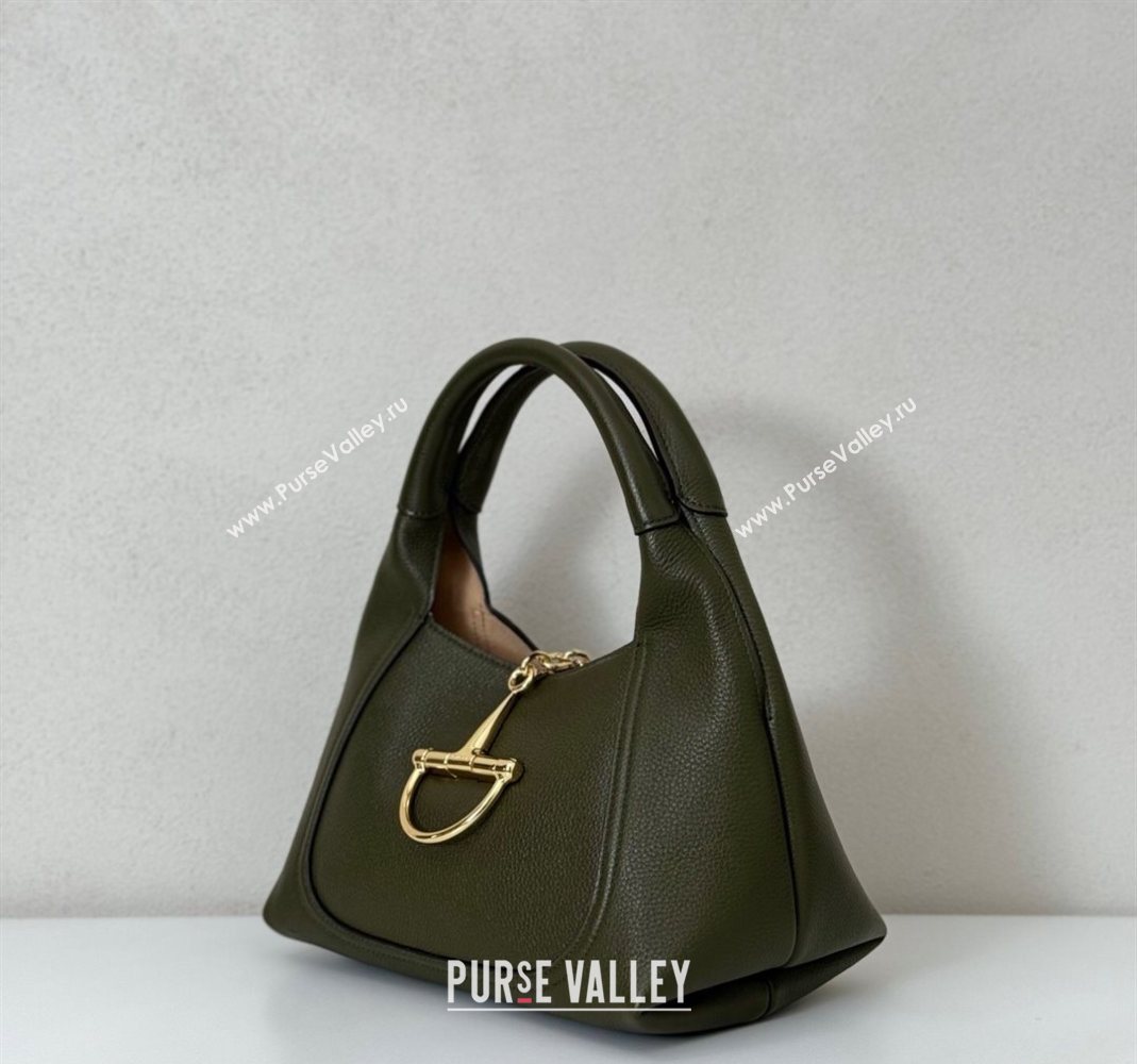 Gucci Softbit Leather Medium Shoulder Bag with Oversized Half Horsebit Khaki 2025 837467 (DLH-251124118)